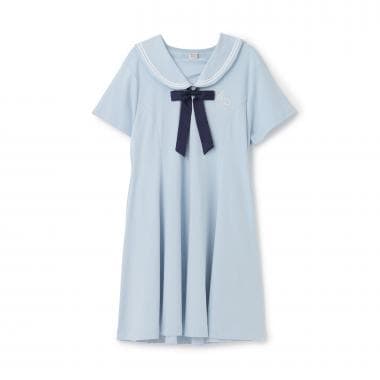☆彡【接触冷感】リボンつきセーラーワンピース