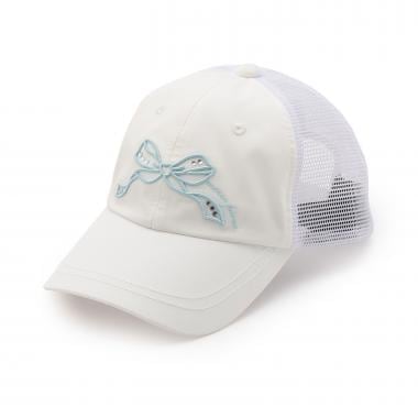 ☆彡【冷感】リボン刺しゅうメッシュキャップ