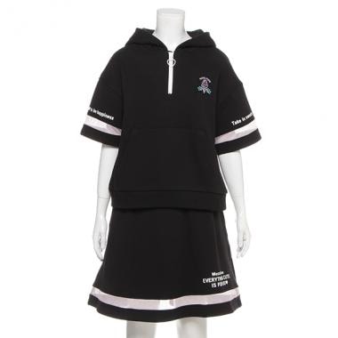 ミニ裏毛 ハーフジップメッシュ切り替えセットアップ