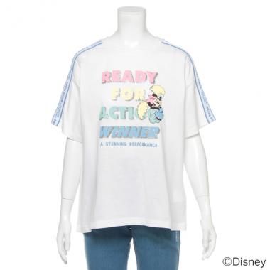 【DISNEY】 チアミニーマウスデザイン サイドロゴテープTシャツ