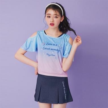 UVケア グラデーションTシャツつきシェルタンキニ水着4点セット【SWIM】