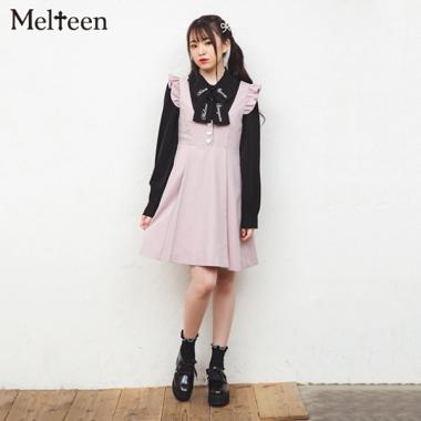 【Melteen】 肩フリルジャンパースカート