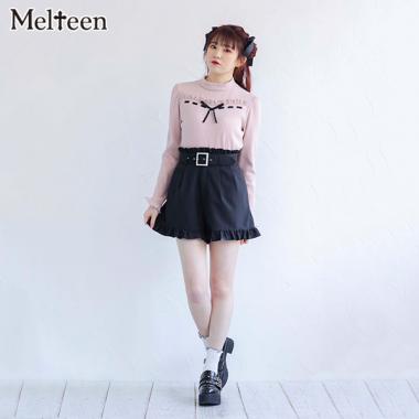 【Melteen】 ベルト付きフリルショートパンツ