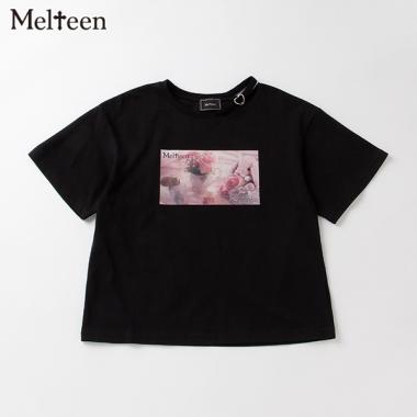 【Melteen】ハートバックル転写半袖Tシャツ