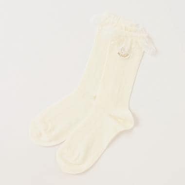 チュールレースフリルクルーソックス【日本製】