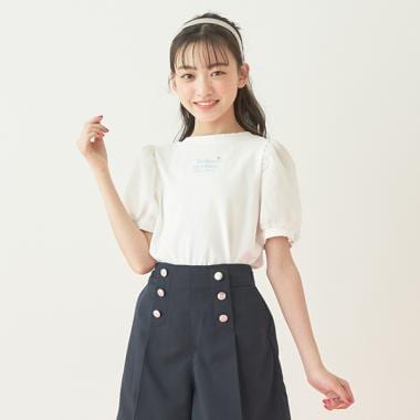 シアーボリューム袖Tシャツ(S(140) オフ ホワイト): ジュニア