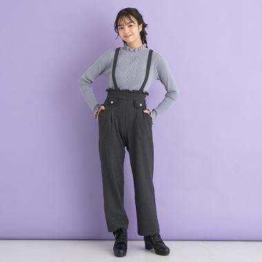 裏微起毛TRあったかガーリーロングパンツ(S(140) グレー