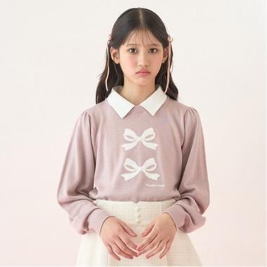 衿つきリボンニット