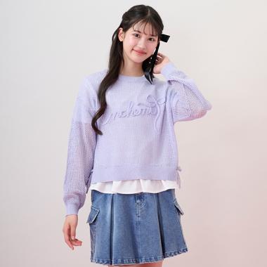ラメメッシュニット＆ペプラムTシャツセット