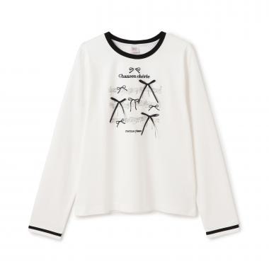 リボン＆音符長袖Ｔシャツ♪