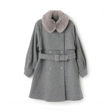 フェイクファー衿つきミドルコート