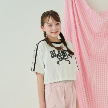 サイドラインレースアップリケTシャツ＆タンクトップセット