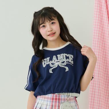 サイドラインレースアップリケTシャツ＆タンクトップセット