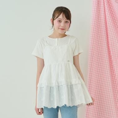 リボンレースチュニック＆【接触冷感】Tシャツセット