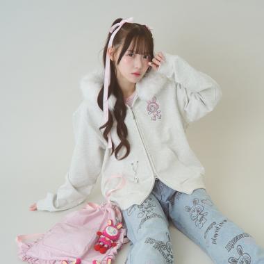 【予約/2026年1月下旬～2月中旬入荷予定】【WEB限定】復刻♪ひょう柄ベリエちゃんフェイクファーフーディジップパーカ
