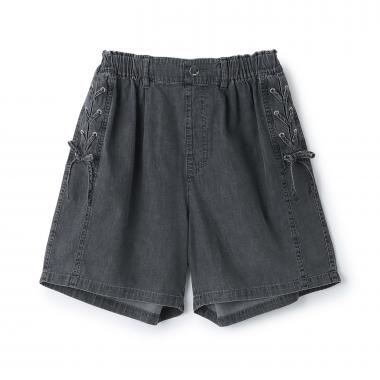 レースアップリボンショートパンツ