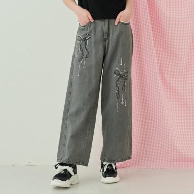 【接触冷感】デニムキラキラワイドパンツ