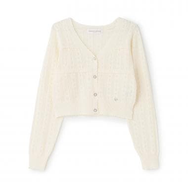 透かし柄ラインストーンボタンカーディガン♪