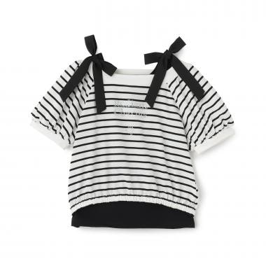 【接触冷感】肩リボンタンクトップ＆Tシャツセット