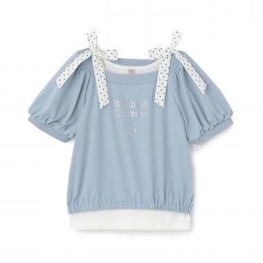 【接触冷感】肩リボンタンクトップ＆Tシャツセット