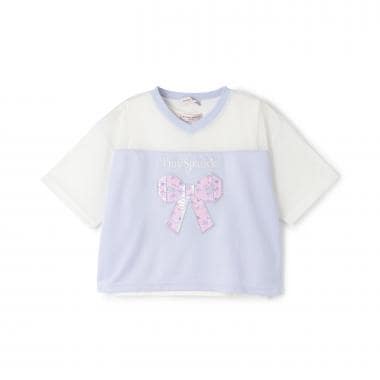 メッシュドッキングリボンアップリケTシャツ＆タンクトップセット