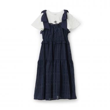 ショルダーリボンジャンパースカート＆【接触冷感】インナーセット