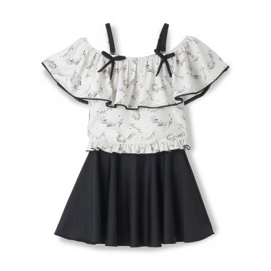 【SWIM】音符柄フリルスイムウェア（2WAY)