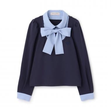 ボウタイつきドッキング長袖Tシャツ