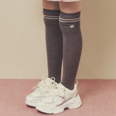 【抗菌防臭】ラインニーハイソックス