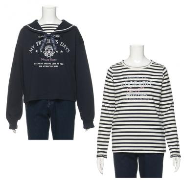 ボーダーTシャツ＆セーラートレーナーセット
