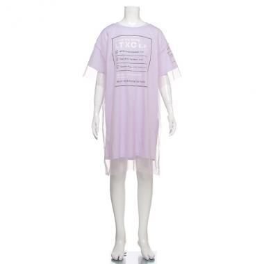 チュール重ねロゴTシャツワンピース
