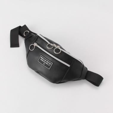 ワンポイント合皮ウエストバッグ