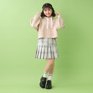 チェック切替プリーツスカパン(SS(130) エメラルド グリーン