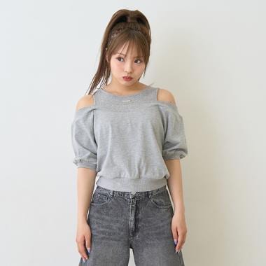 オフショルレイヤードTシャツ