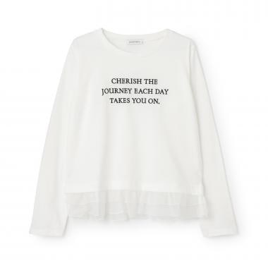 チュールペプラム長袖Tシャツ