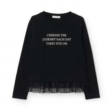 チュールペプラム長袖Tシャツ