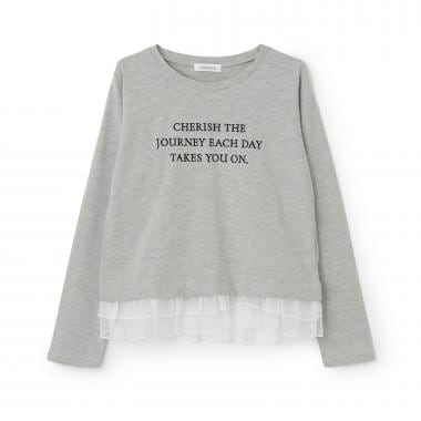 チュールペプラム長袖Tシャツ