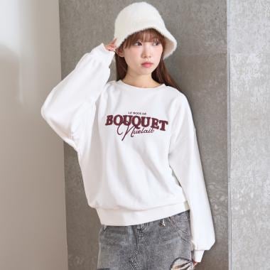 【秒かわトップス】ロゴ刺しゅうベーシックスウェット