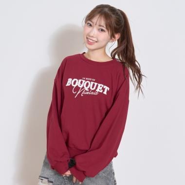 【秒かわトップス】ロゴ刺しゅうベーシックスウェット