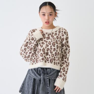 インナーつきシャギークロップドニット