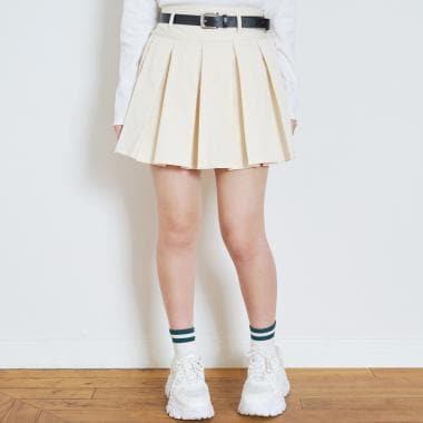 【イージーケア】ベルトつきプリーツスカート