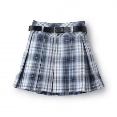 【イージーケア】ベルトつきチェックプリーツスカート