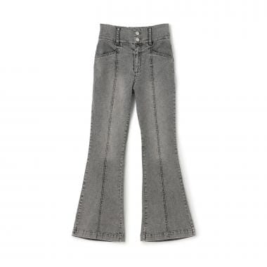 【接触冷感】スタイルアップフレアデニムパンツ