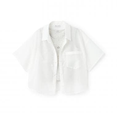 【吸水速乾】インナーつきシアークロップド半袖シャツ