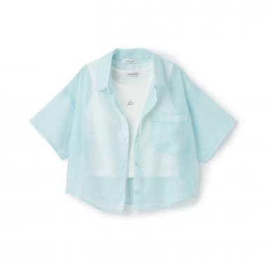 【吸水速乾】インナーつきシアークロップド半袖シャツ