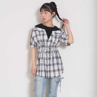 シャツドッキングプルチュニックワンピ