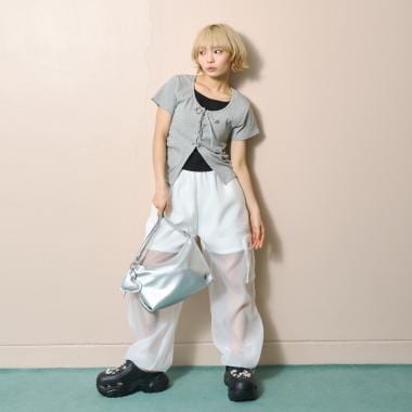 チャームつき合皮ショルダー