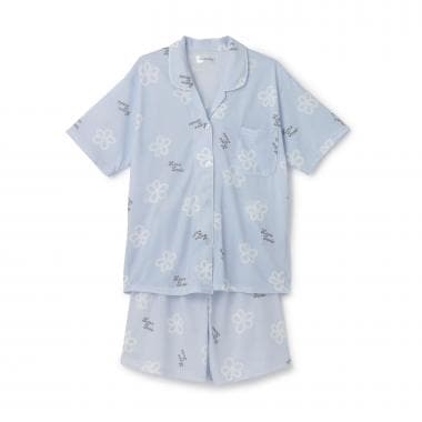 半袖総柄ニットシャツセットアップ