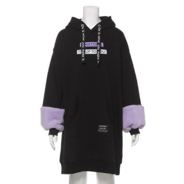 Narumiya Online ナルミヤ オンラインの公式通販サイト裏毛 フェイクファー切替パーカーワンピース S 140 トップ グレー ジュニア