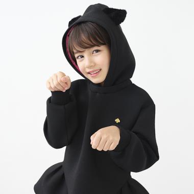トドラー キャットダブルニットフーディー